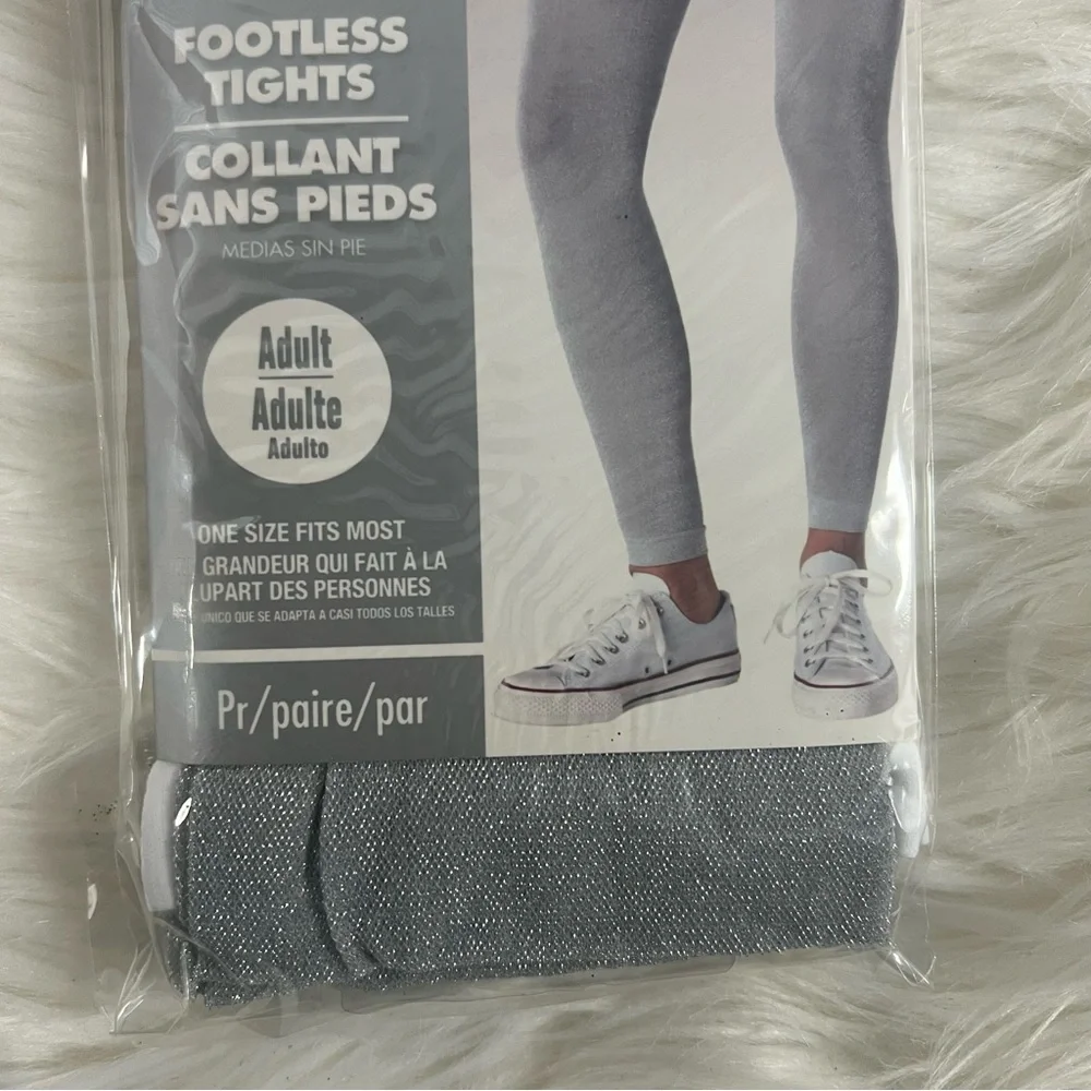 Silver shimmer Footless Tights for Adults NEW one size fits most costume